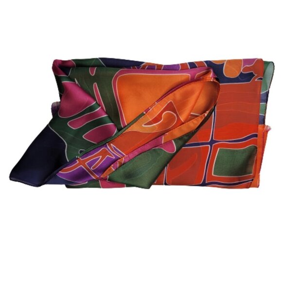 NEW Gorgeous Soft Light Multicolored 100% Silk Scarf - Picture 8 of 8